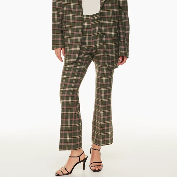 NWT Aritzia Wilfred Sequence Pant in Green Plaid - Picture 1 of 10